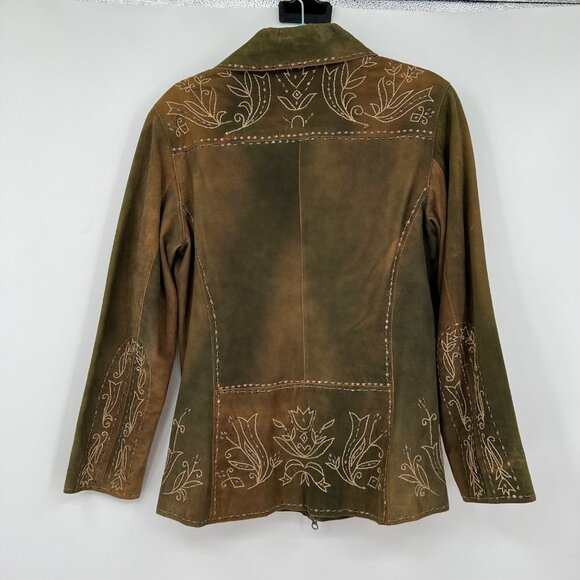 SCULLY Distressed Suede Leather Fully Lined Jacket w/ Embroidery & Sequins Elabo - Picture 7 of 12